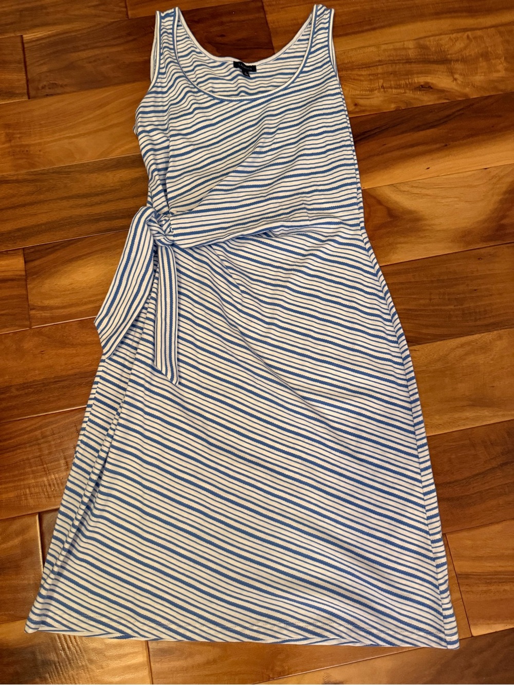 Striped Sleeveless Tie-Waist Dress - Blue/White